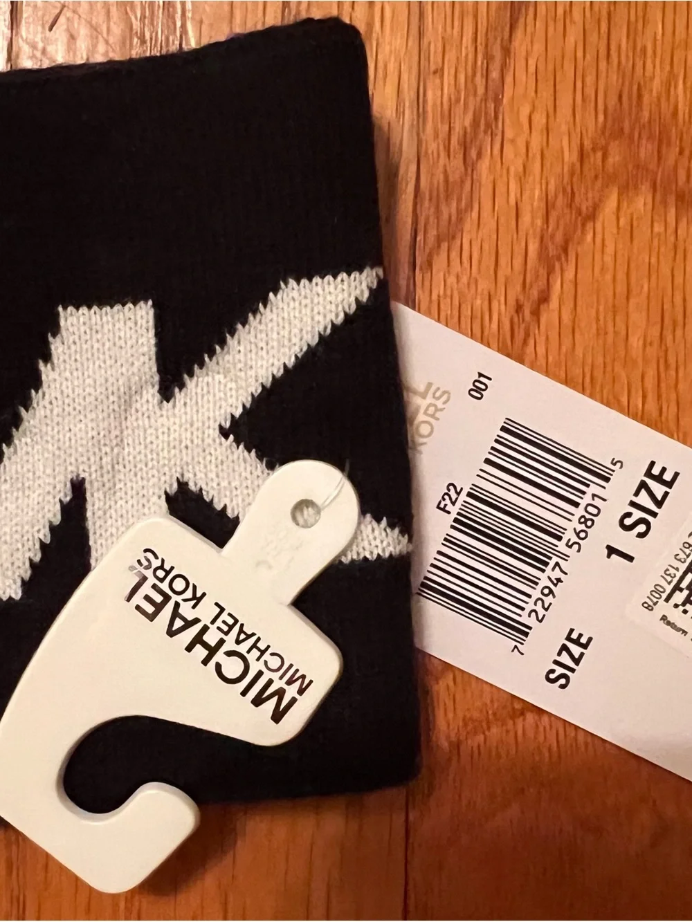 Michael Kors Black and White Knit Logo Headband